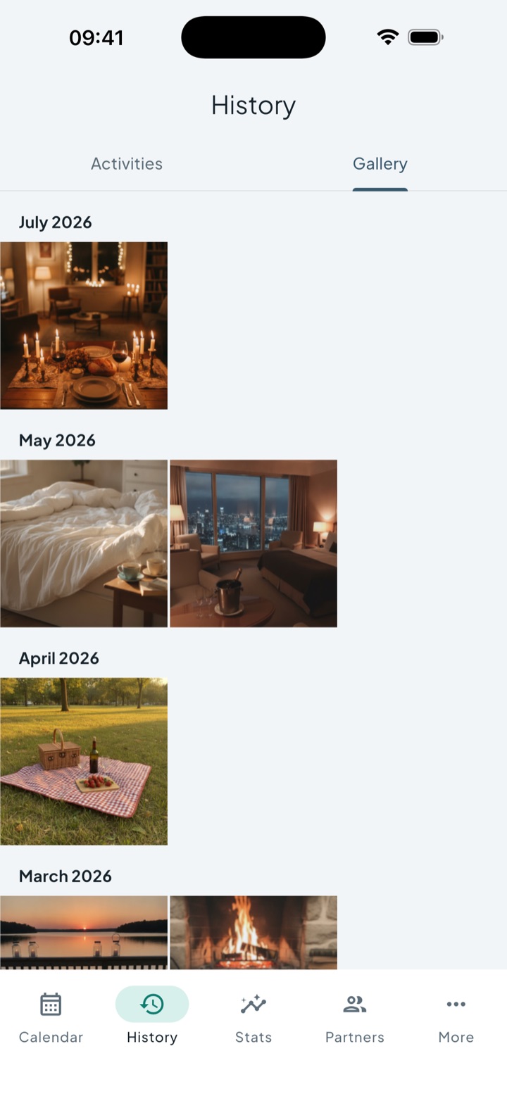 Intimassy private photo gallery organized by month