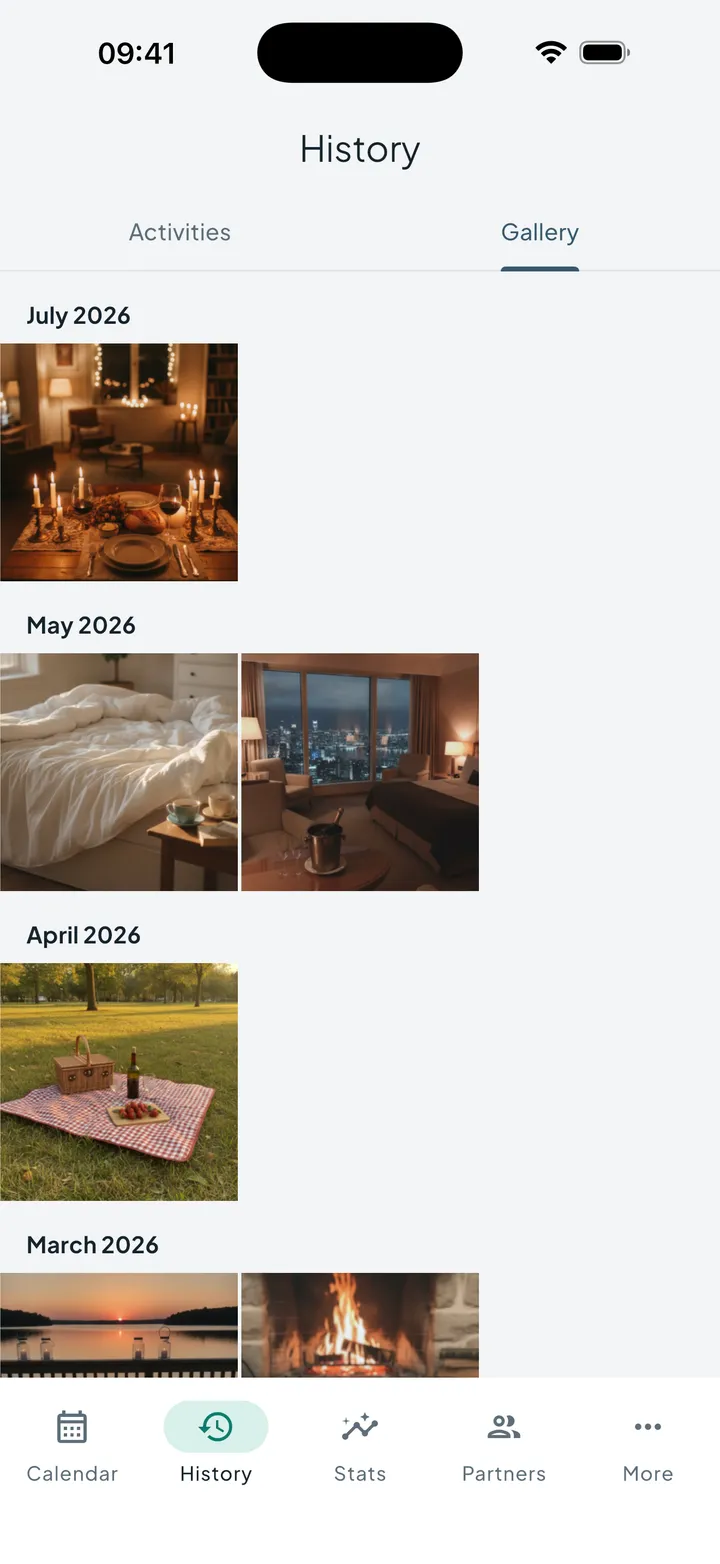 Intimassy private photo gallery organized by month